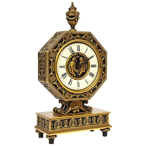 E.F. Caldwell & Co., an American Gilt and Patinated Bronze Clock