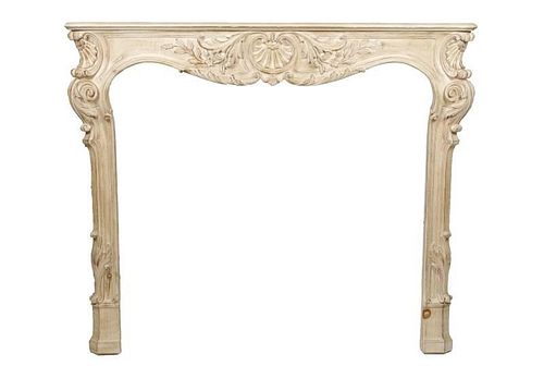 Italian Carved & Painted Wood Mantel Surround