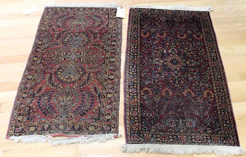 2 Antique And Finely Hand Woven Sarouk Carpets