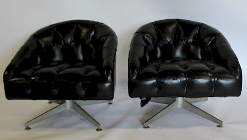 MIDCENTURY. Pair Of Leather Upholstered Club