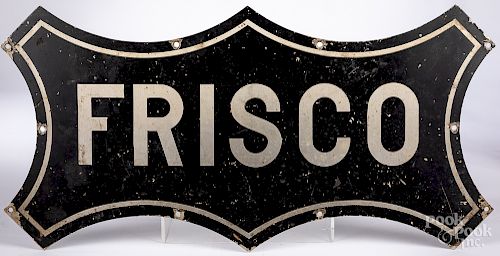 Painted steel Frisco railroad sign