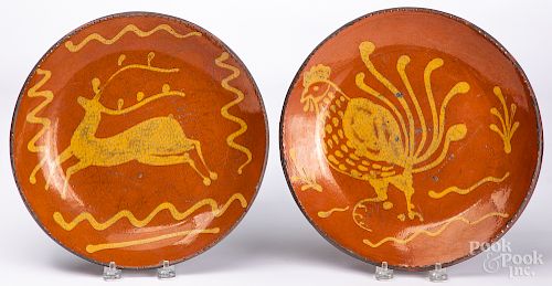 Two Shooner redware plates