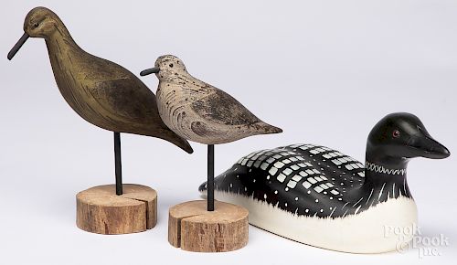 Three contemporary carved and painted decoys