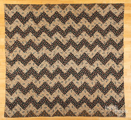 Early patchwork zig-zag quilt