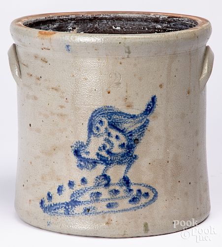 Cobalt decorated stoneware crock