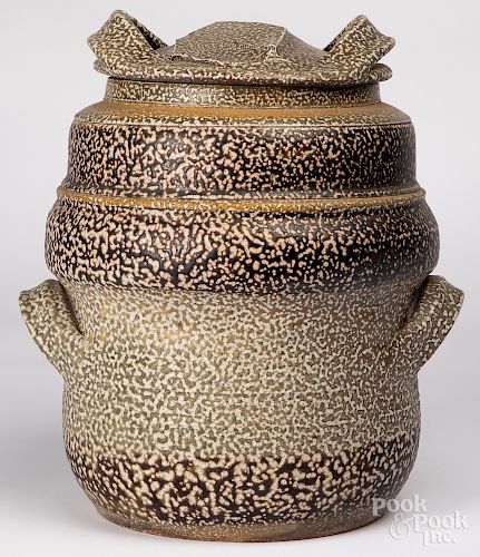Large studio pottery covered vessel