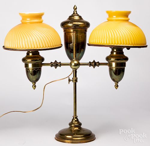 Brass double student lamp