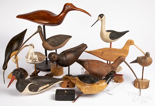Contemporary carved and painted shorebird decoys