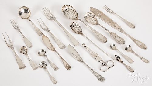 Coin silver flatware and serving utensils