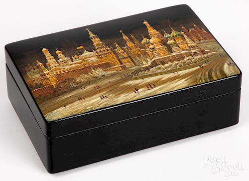 Large Russian Fedoskino lacquer box