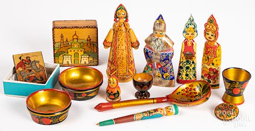 Russian lacquer and painted wood accessories