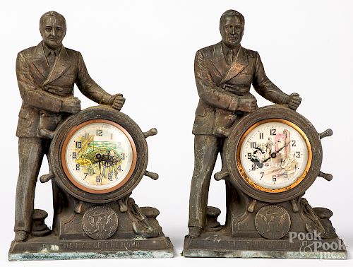 Two Franklin Roosevelt mantel clocks