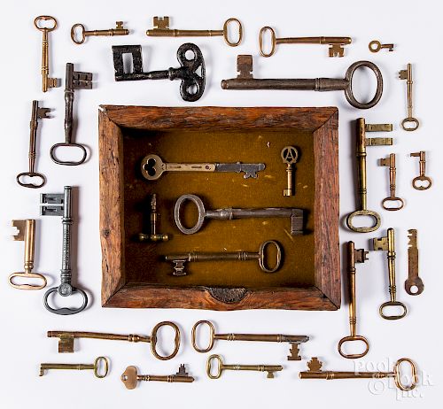 Collection of early iron and brass keys