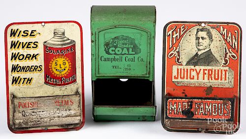 Three tin lithograph advertising match safes