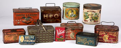 Group of tobacco advertising tins