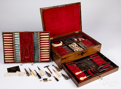 Civil War era cased dental tools