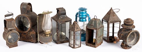 Group of early tin lighting and parts