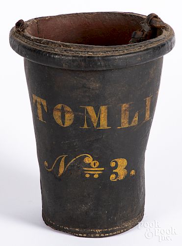 Painted leather fire bucket