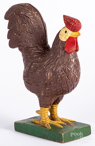 Carved and painted folk art rooster