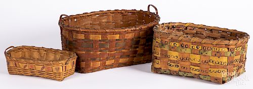 Three Woodlands painted baskets