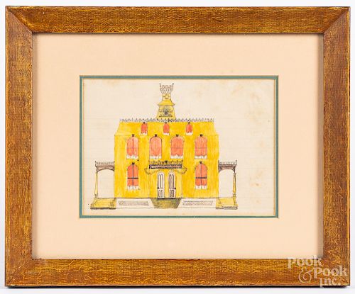 Pennsylvania pencil and watercolor house drawing