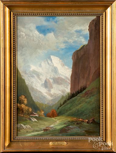 Oil on canvas mountain landscape