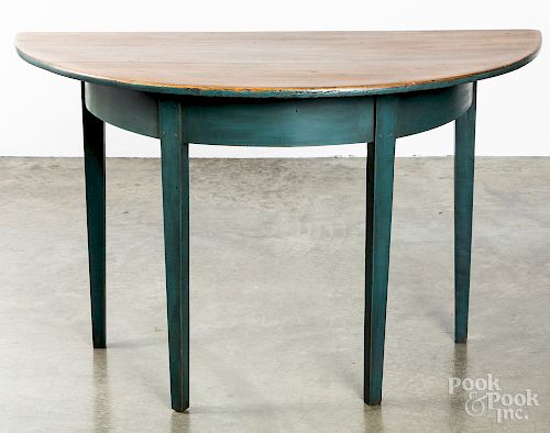 Painted pine demilune table