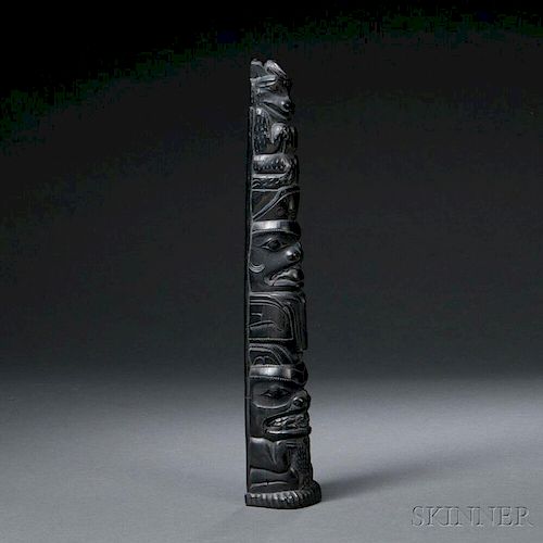 Haida Argillite Model Totem Pole
