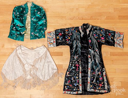 Chinese embroidered robe, jacket and shawl