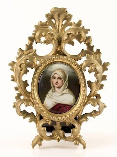 Miniature Portrait in Carved Giltwood Frame