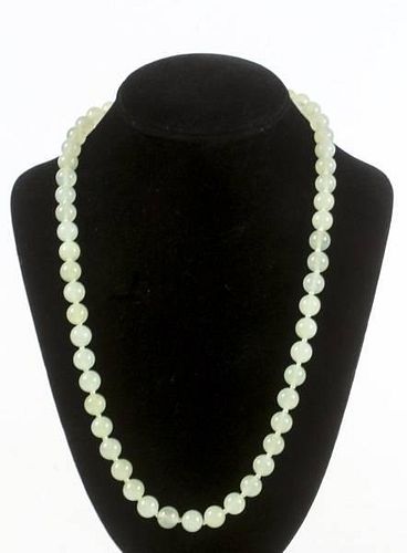 Light Green Quartz Beaded Necklace, 24.5" Long