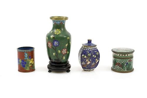 Group of Four Chinese Cloisonne Vessels