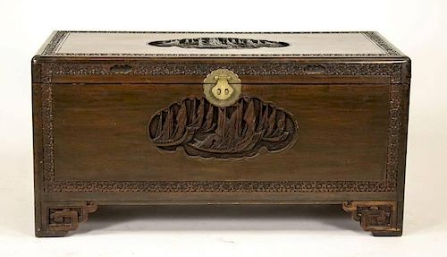 Chinese J.L. George Carved Chest or Trunk