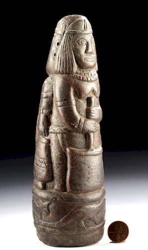 Incredible Inca Stone Pestle w/ Man & Woman