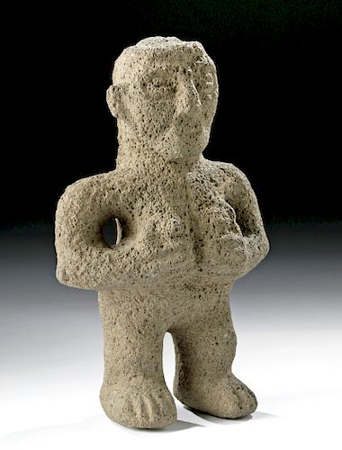 Costa Rican Volcanic Stone Standing Female Figure