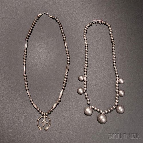 Two Navajo Silver Necklaces
