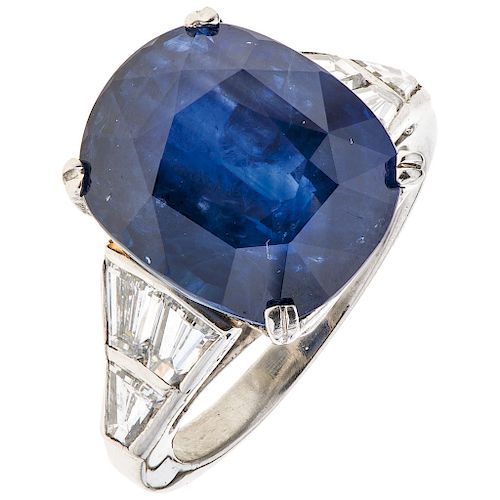 A GIA certified sapphire and diamond platinum ring.