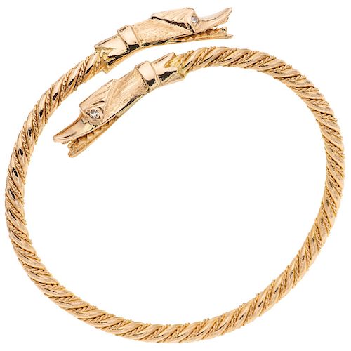 A diamond 18K yellow gold cuff bracelet.
