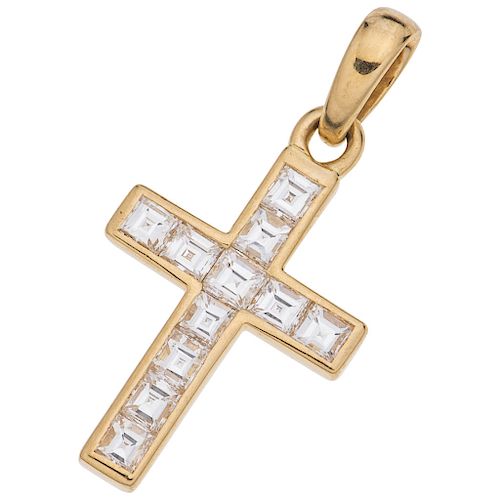 A diamond 18K yellow gold cross pendant.
