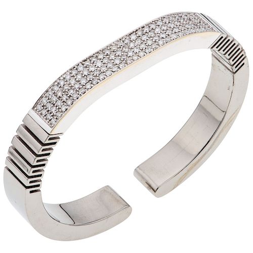 A diamond titanium and 18K white gold cuff bracelet.