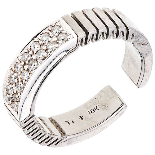 A diamond titanium 18K white gold ring.