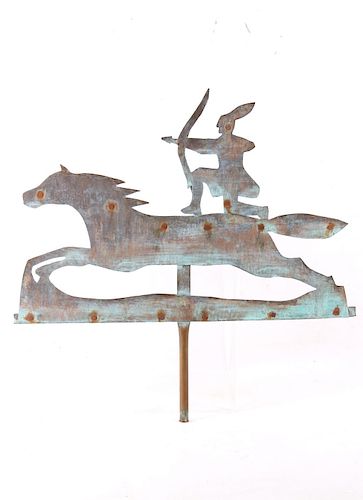 19th C. Copper Indian & Horse Weather Vane