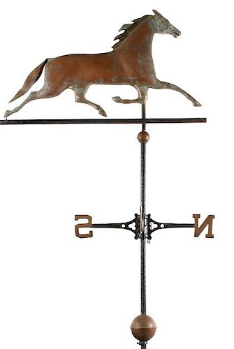 Antique Copper Horse Figure Weather Vane