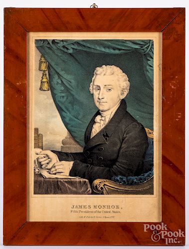N. Currier color lithograph of James Monroe