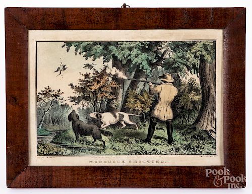 N. Currier Woodcock Shooting color lithograph