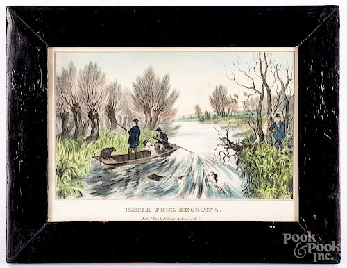 N. Currier Water Fowl Shooting color lithograph