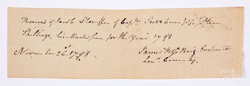 1798 Lancaster County signed receipt