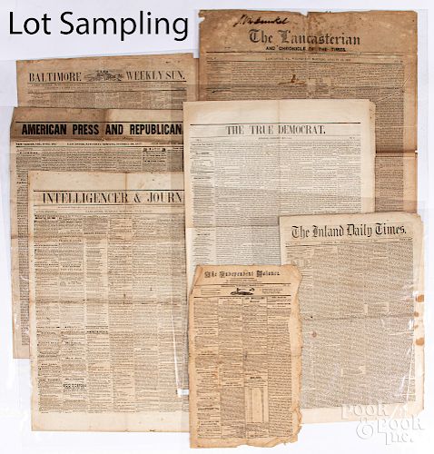 Group of mid 19th c. newspapers
