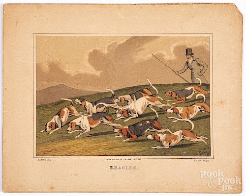 After Henry Alken, lithograph titled Beagles