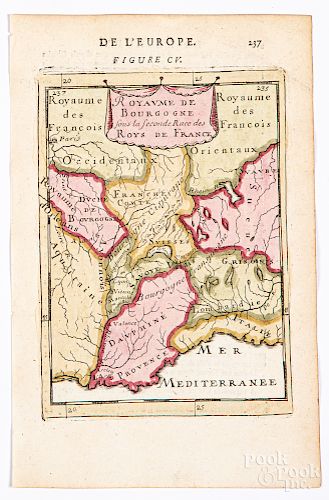 Mallet 1683 hand colored map of France